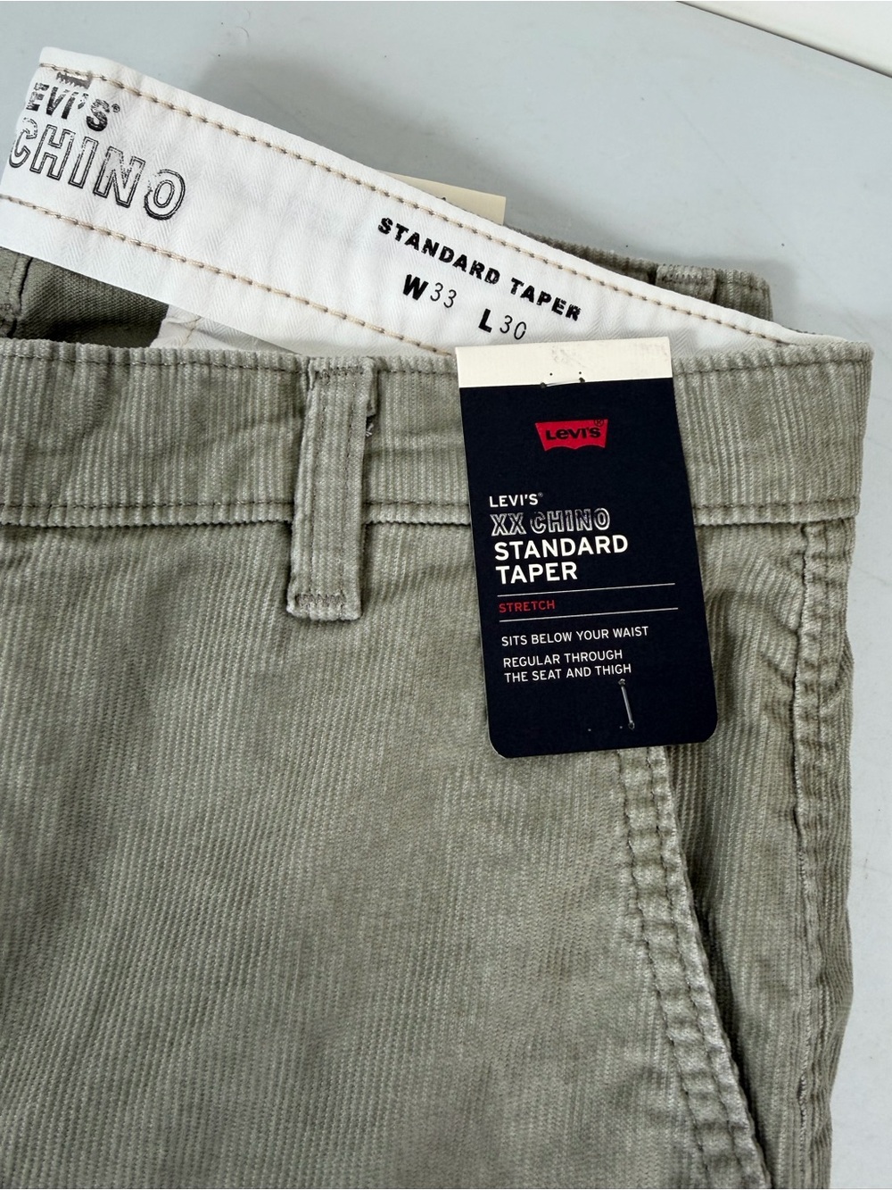 Levi's Men's Chino Corduroy Pants in Gray - Standard Taper 33x30